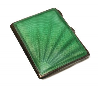 Turner & Simpson Ltd Birmingham Sterling Silver Guilloche Enamel Card Case,  1935