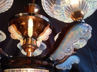 VERY RARE 1930 FRENCH ART DECO MAGNOLIA CHANDELIER SIGNED BY EZAN 5