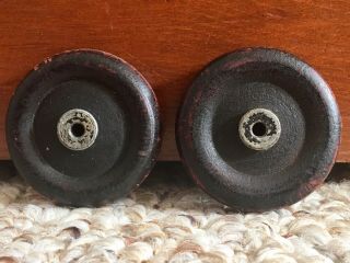 Two Vintage Wooden Replacement Wheels 1 5/8” Diameter
