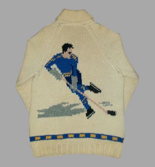 Rare Old Vtg Ca 1960s St Louis Blues Hockey Cowichan Sweater Wool Knit Cardigan
