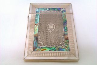 Extremely Rare Solid Silver Mother Of Pearl & Abalone Victorian Card Case C1888