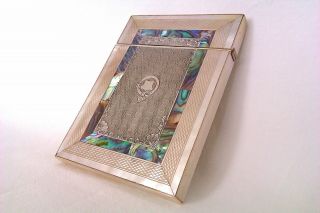 Extremely Rare Solid Silver Mother Of Pearl & Abalone Victorian Card Case c1888 2