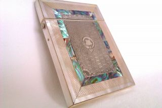 Extremely Rare Solid Silver Mother Of Pearl & Abalone Victorian Card Case c1888 3