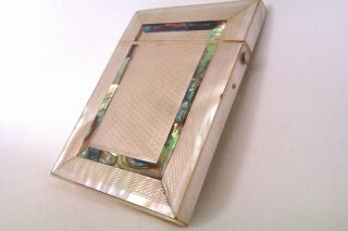 Extremely Rare Solid Silver Mother Of Pearl & Abalone Victorian Card Case c1888 8