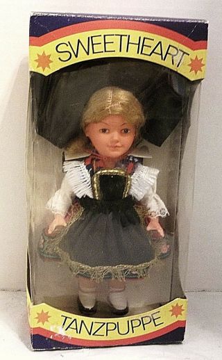 Wind - Up German Dancing Little Girl Doll 7 " Old Stock,  Key