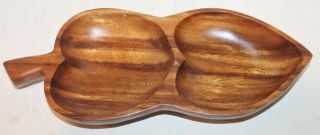 Vintage Wood Wooden Divided Food / Nut Bowl Serving Tray - 13 " X 6 " :