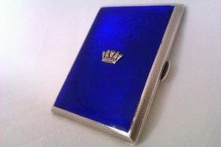 Solid Silver Enamel Guilloche Royal Navy Cigarette Case John.  W.  Barrett 1931