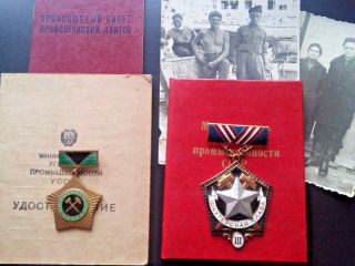 Soviet Medal Set Honorable Miner & Miner Glory 3rd,  Docs & Photos Ussr