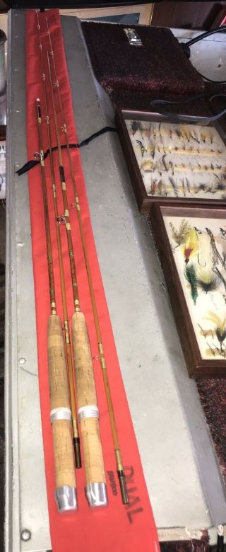 Vintage Constable R H Woods Dual Bamboo Fly Rods 2 Tips 2 Butts 872