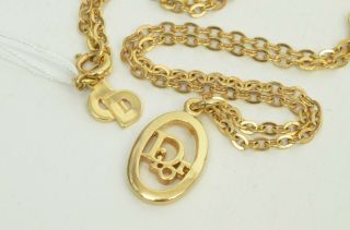 Authentic Dior Vintage Necklace Gold Plated Logo Letter Clasp Christian Cd 9p176