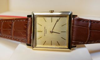 Vintage Patek Philippe 3490 Gondolo 18k Gold Mechanical Mens 26mm Watch
