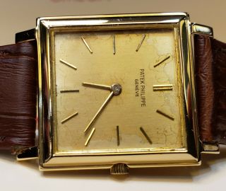 VINTAGE PATEK PHILIPPE 3490 GONDOLO 18K GOLD MECHANICAL MENS 26MM WATCH 2