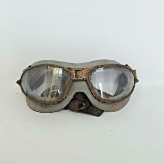 Vintage Wwii Naval Aviators An - 6530 Goggles Pilot Military Safety Glass