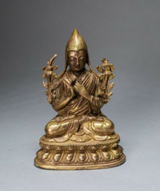 Chinese Antique/vintage Sino - Tibetan Gilt Bronze Buddha
