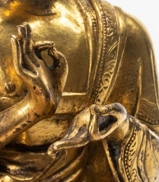 19th Chinese Antique/Vintage Gilt Bronze Figure Of Buddha 7
