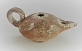 Circa 100 - 300ad Roman Period Terracotta Redware Oil Lamp North African