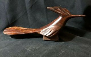 Vintage Ironwood Roadrunner Bird Statue Hand Carved Figure Wooden Sculpture