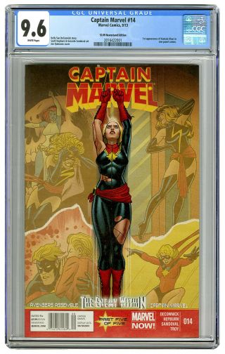 Captain Marvel 14 Newsstand Variant Cgc 9.  6 Highest Grade; 1st Kamala Khan Rare