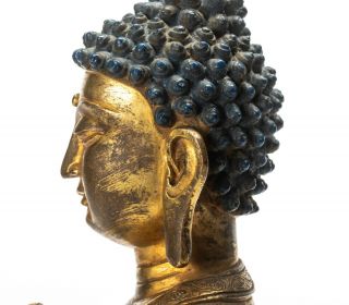 A Large Chinese Antique/Vintage Gilt Bronze Figure Of Buddha 10