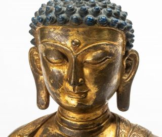 A Large Chinese Antique/Vintage Gilt Bronze Figure Of Buddha 2