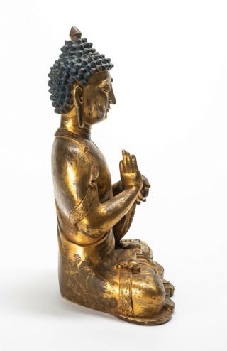 A Large Chinese Antique/Vintage Gilt Bronze Figure Of Buddha 6