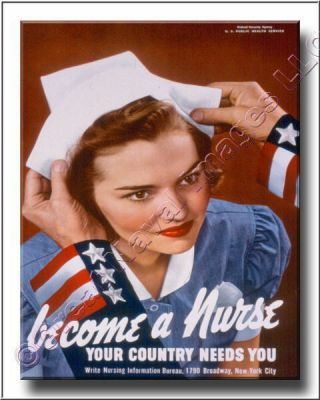 Military Recruiting Poster For Nurses World War Ii Canvas Print 2d Coast Guard