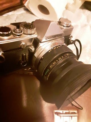 Olympus Om - 1 Camera W/ Vintage Leather Marsand Camera Case,  Bonus Lens,  &