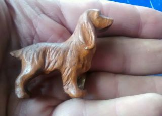 Antique Vintage Folk Art Carved Wood Dog Figurine Setter Spaniel Treenware