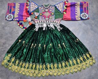 Afghan Nomad Boho Banjara Tribal Folk Ethnic Vintage Kuchi 60s 70s Old Dress A12