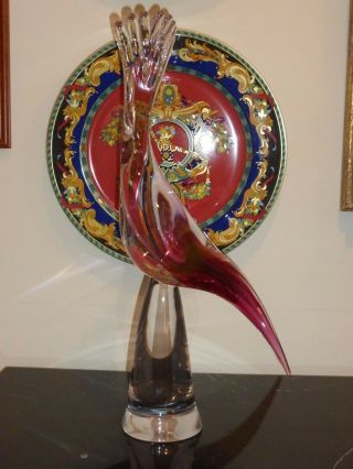 Vintage Murano Art Glass Abstract Bird Sculpture By Renato Anatra 17 3/4 " Tall