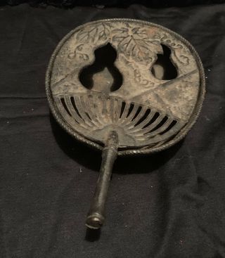 Cast Iron Incense Burner Basket & Fan Vintage Japan Gourd Shaped