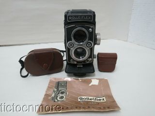 Vintage Rollei Rolleiflex Tlr Camera Carl Zeiss Tessar Lens 1:3.  5 F=75mm