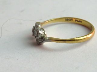 18ct solid gold & Platinum art Deco era Diamond Ring Size L.  1.  9gram 3