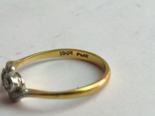 18ct solid gold & Platinum art Deco era Diamond Ring Size L.  1.  9gram 4