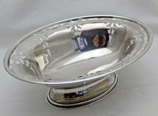 Antique Solid Sterling Silver Art Nouveau Oval Pedestal Bowl Dish