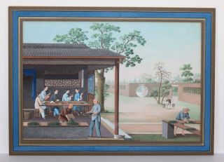 Chinese Export Painting Circa 1800 Tea Sorting On English Paper