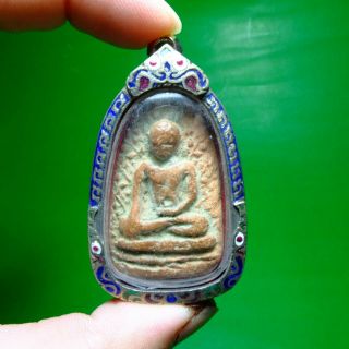 Old Antique Clay Phra Perm Lumpoon Thai Buddha Amulet