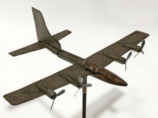 Wwii Trench Art Airplane Display Model Boeing B - 17 Brass Bullet Deco Metal E5