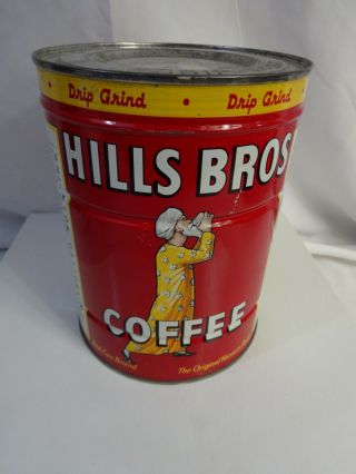 Vintage 40s Hills Brothers Can Of Coffee W/ Key 2lbs Rare 1945