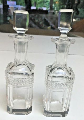 Pair Antique Victorian Cut Crystal Flacons Perfume Bottles