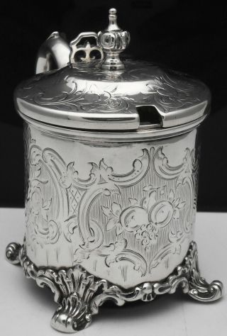 Stunning Large Sterling Silver Mustard Pot - London 1853 - Antique