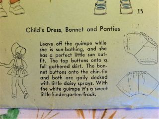 Vintage McCall Cute Girl ' s Sundress & Bonnet Sewing Pattern 819,  Uncut sz.  6 7