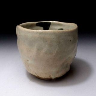 OK6: Japanese pottery tea bowl,  Kyo ware with wooden box,  Ebisu,  Lucky Gods 4