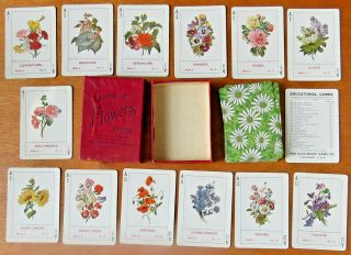 Antique 1899 Card Game Of Flowers By Cincinnati Game Co No 1126 Complete Botany