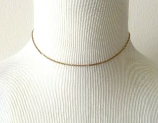 Antique Victorian 14k Gold Necklace Chain W/ 6 2mm Cultured Pearls 14.  5 " 3.  6g