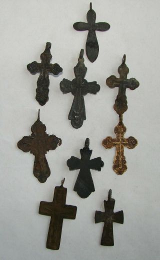 Ancient Bronze,  Copper,  Silver Crosses.  Rare.