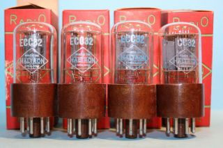 4x Haltron England Vintage Ecc32 Vacuum Tubes Factory Nos