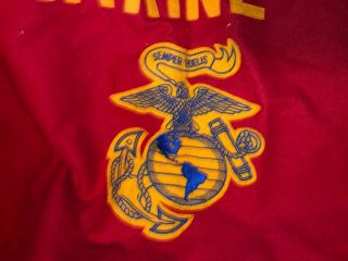 World War II US MARINE CORPS Red Felt Banner Or Blanket Size 80 X 70 2