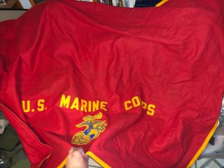 World War II US MARINE CORPS Red Felt Banner Or Blanket Size 80 X 70 3