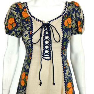 Vintage Gunne Sax by Jessica Black Label 70s Floral Prarie Long Maxi Dress sz S 2